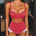 2020 Popular Red Sexi Girl Bikini Swimwear with Lace Edge Beachwear